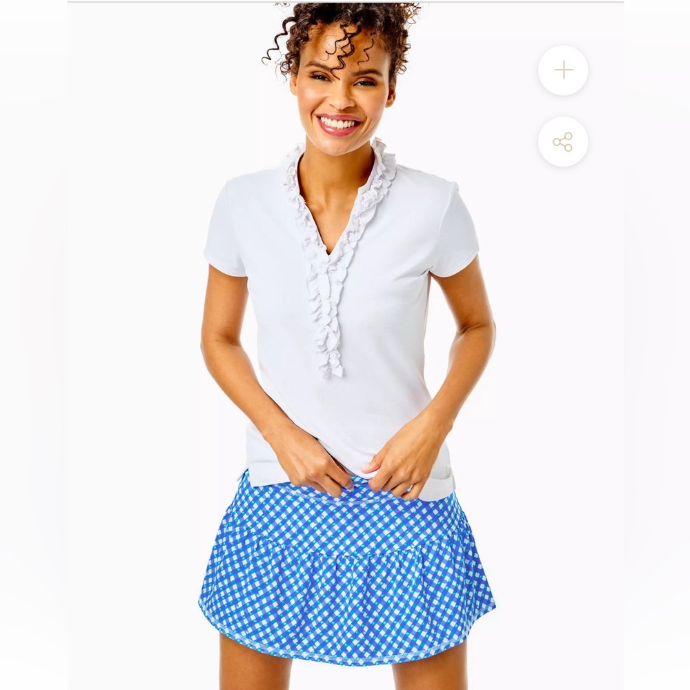 Lilly Pulitzer UPF 50+ Luxletic Gardenia Skort Boca Blue Double Check